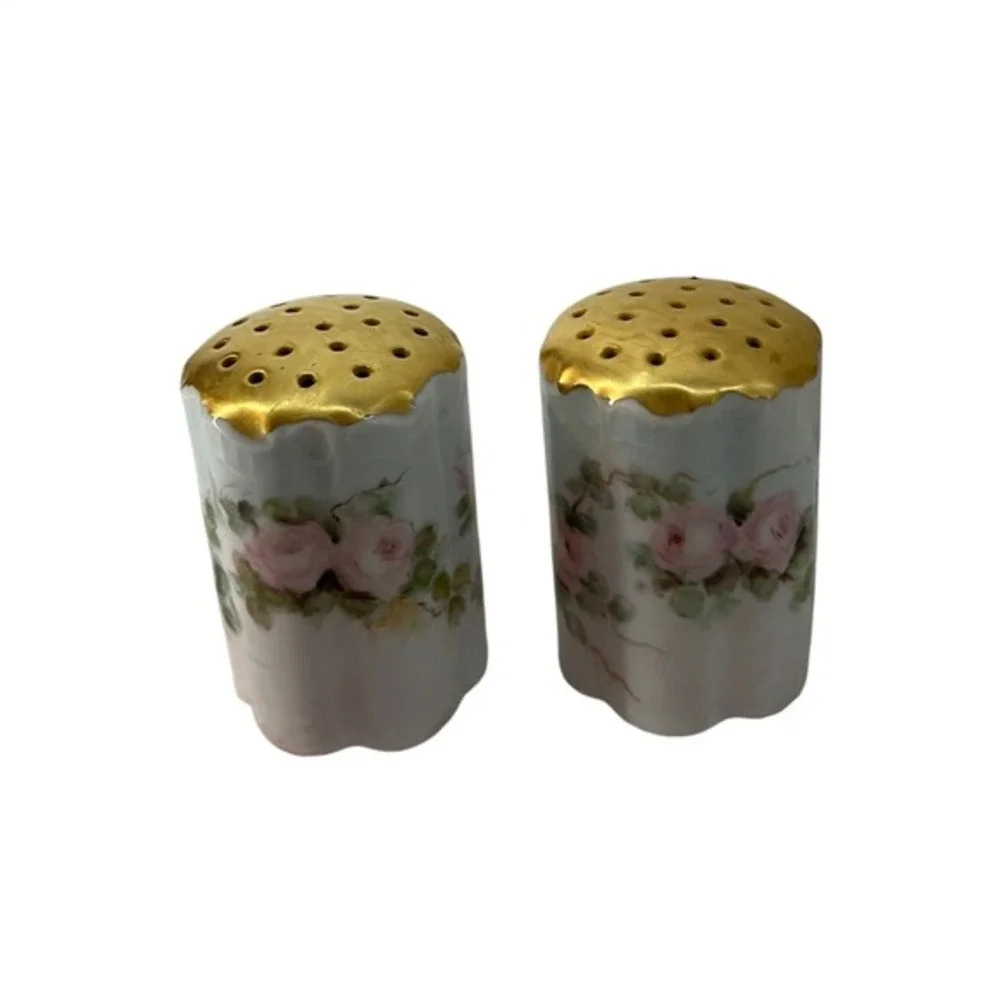 Unbranded Salt and Pepper Shakers Unisex OS Pink Gold Good‎ Floral Porcelain